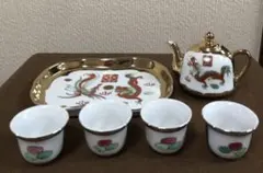 中国景徳鎮 ミニ茶器セット   龍鳳　アンティーク　6点セット