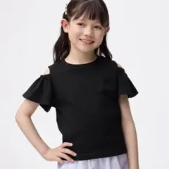 GU フレアスリーブオープンショルダーTシャツ 100のサムネイル