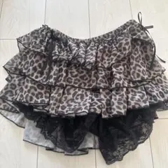 y2kレオパード柄フリルミニスカート