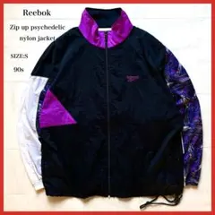 リーボック ジップアップナイロンジャケット サイケデリック ベクターロゴ S