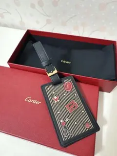 カルティエ ラゲージタグ ネームタグ バッグチャーム ボルドー レザー