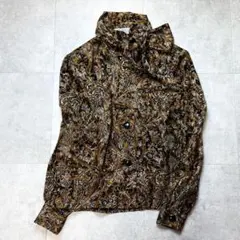 ジバンシー ヴィンテージ シルク ボウタイ ブラウス 総柄 ブラウンゴールドのサムネイル