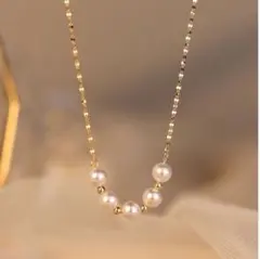 結婚式　ネックレス　サージカルステンレス　パール　ゴールド　フォーマル　金アレ