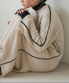 Bab　ブークレ配色ラインニットワンピース