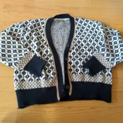幾何学模様 ニットカーディガン 長袖