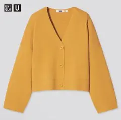 【UNIQLO】ミラノリブVネックカーディガン イエロー M / 0556
