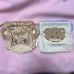 mikko Latte ラテ ガチャ　フェイス巾着＆ポーチ