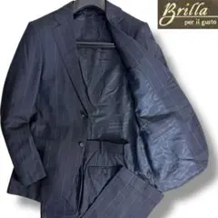 J6308美品ブリッラペルイルグスト リングヂャケット製チョークストライプスーツ