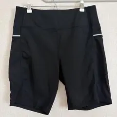 VITAL LIFE ハーフタイツ【1XL】黒 メッシュ ポケット付 ジム 古着
