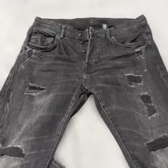 H&M &DENIM スキニー ローウエスト ダメージデニム 34/32のサムネイル