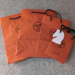 HERMES オレンジショップ袋 4枚セット
