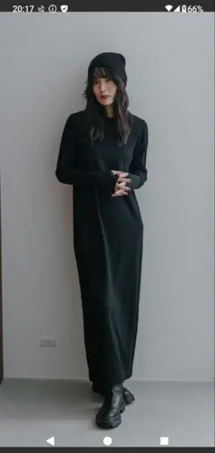 feepur カットリブロングワンピースTALLサイズ黒