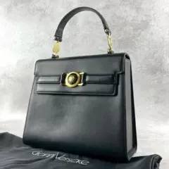 美品✨ VERSACE フォーマルハンドバッグ サンバースト ブラック レザーのサムネイル