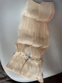 アームカバー　UVカット　コーラルベージュ フリル パール付き　指なし