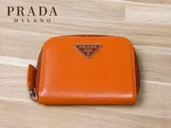 PRADA コインケース サフィアーノ レザー ラウンドファスナー　オレンジ