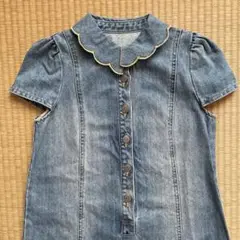 JILL STUARTスカラップ襟デニムワンピ