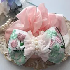 ⭐2823⭐❣️夏アクセ❣️オリジナル✴一点物インド刺繍シュシュ大人おしゃれ
