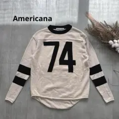 Americana／ナンバリングニット／ラグラン／ブラック×ホワイト／Fのサムネイル