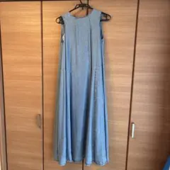 デニムブルー ノースリーブ ロングワンピース