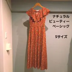 ★NATURAL BEAUTY BASIC 花柄　ノースリーブワンピース　レッド