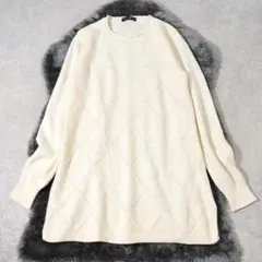 TAKASHIMAYA カシミヤ100％ ダイヤ柄 ニット M オフ白