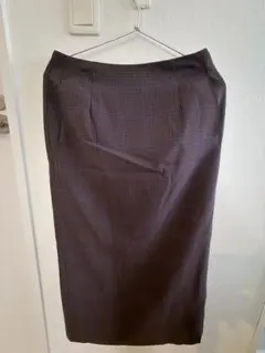 ダークブラウンチェック スカート　タイト　イエナ