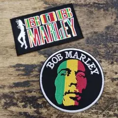 ★ ボブ・マーリー　レゲエ　ワッペン2枚セット　mw-083