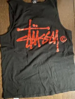 Stüssy ブラック 短丈タンクトップ ロゴプリント