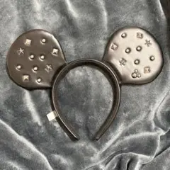 スタッズ付き ブラック ミッキー カチューシャ