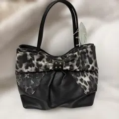 mieux'un リボン付きヒョウ柄ハンドバッグ　未使用品