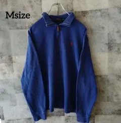 POLO RALPH LAUREN Msize ハーフジップスウェット ブルー