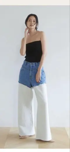 searoomlynスウェットDockingデニムパンツ