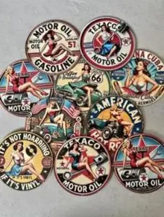 ヴィンテージ風モーターオイルステッカー12枚セット