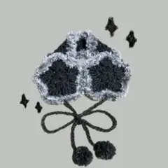 スター　イヤーマフ　耳当て　ブラック　ホワイト　ハンドメイド　y2k