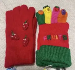 新品タグ付き　子供手袋　いちご　フルーツ　2点 10-12歳