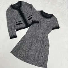 【美品】23区　ワンピースセットアップ　ノーカラー　ツィード　近年モデル　黒