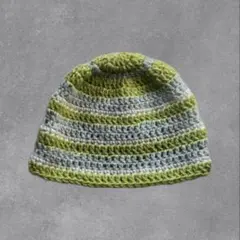 ビーニー クラッシャーハット ニット帽 ハンドメイド 編み物