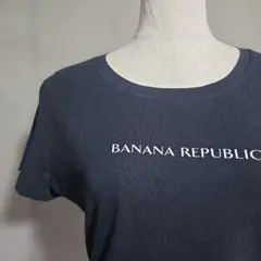 バナナリパブリック ロゴ Tシャツ 黒 S ストレッチ レディース古着 シンプルのサムネイル