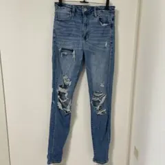 アメリカンイーグル【L】ジェギング US8 ダメージ加工 ストレッチ スキニー