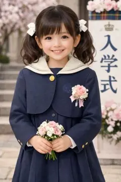 入学式　お受験　フォーマルワンピース　セーラー襟　 ネイビー