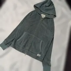 BAYFLOW タオル地パーカー グリーン系 Wジップ仕様
