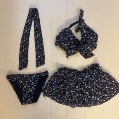 花柄ネイビー　セパレート　水着