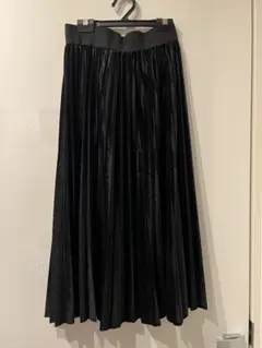 ベロアプリーツスカート ブラック