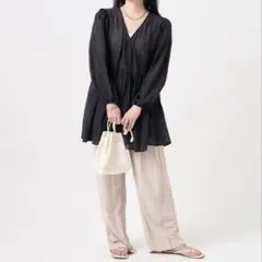 【美品】FREAK'S STORE ワッシャーハート刺繍 カシュクールチュニックのサムネイル
