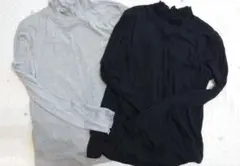 授乳服 タートルネック M-L グレー ブラック 2枚セット