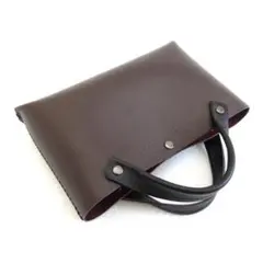 《本革　牛革》　手縫い バッグインバッグ　ダークブラウン