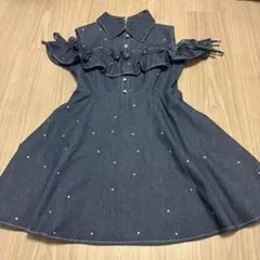evelyn 原宿限定 ビッグリボンデニムワンピース インディゴ - メルカリ