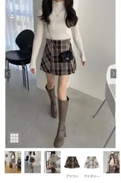 GRL インパン裏地付きチェック柄プリーツスカート【tu963】