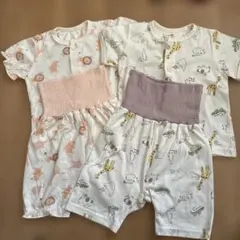 80cm 動物柄　ベビーパジャマ　上下セット　腹巻き　イオン　半袖パジャマ　夏