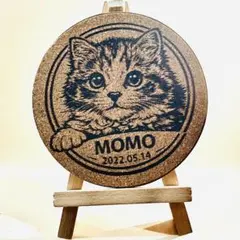 お試し特価！写真から作成　ペット名誕生日入れ コルクプレート　オーダーメイド